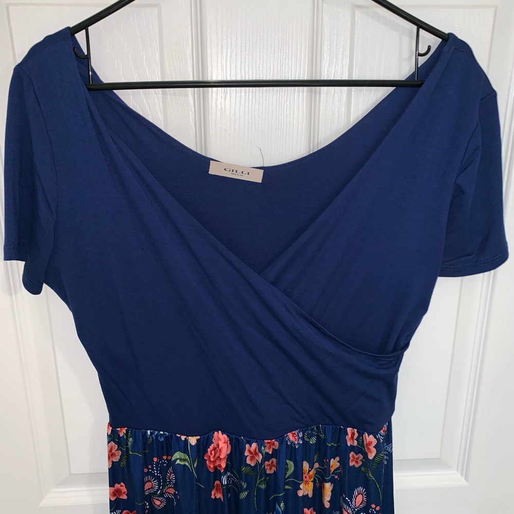 Blue and patterned maxi dress